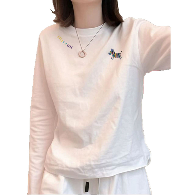 Ženski pamučni T-shirt s dugim rukavima, slobodan kroj, okrugli izrez, anime otisak, 95% pamuka