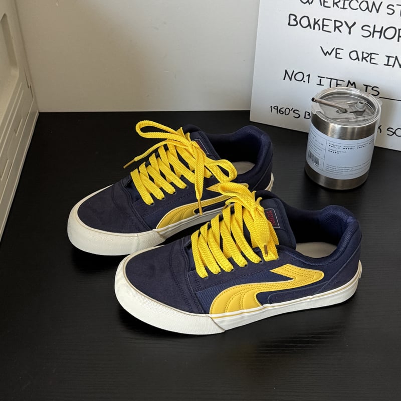 Ανδρικά αθλητικά σε κορεατικό στυλ, καμβά πάνω μέρος, παχιά σόλα, ελαφριά, διαπνοή, με κορδόνια