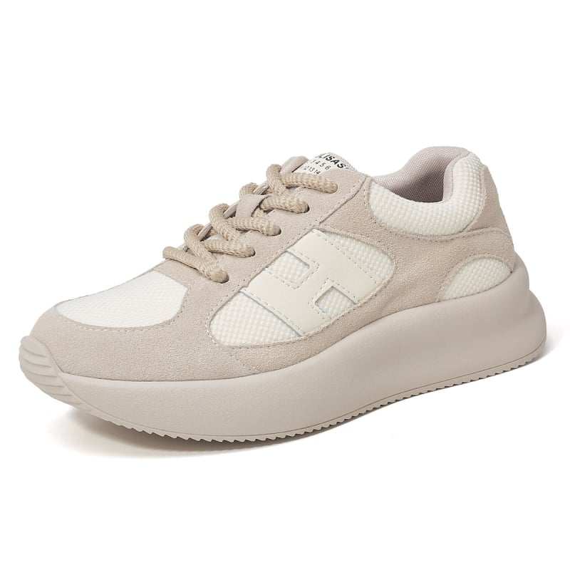 Női vastagtalpú tornacipő fűzőkkel – magasságot növelő, kerek orr, gumi talp