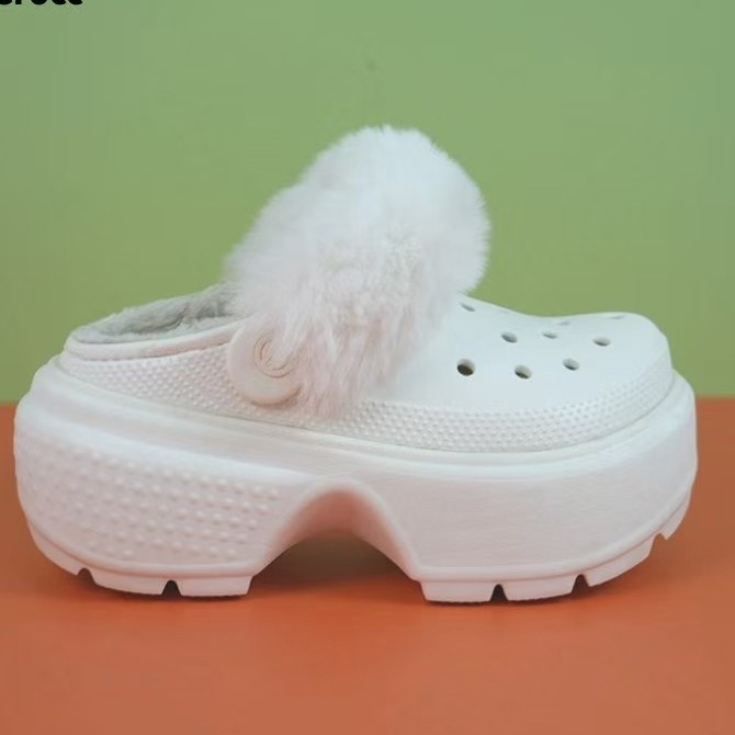 Ženske Crocs stila papuče, s flis podstavom, pjenastom potplatom, debeli i šiveni