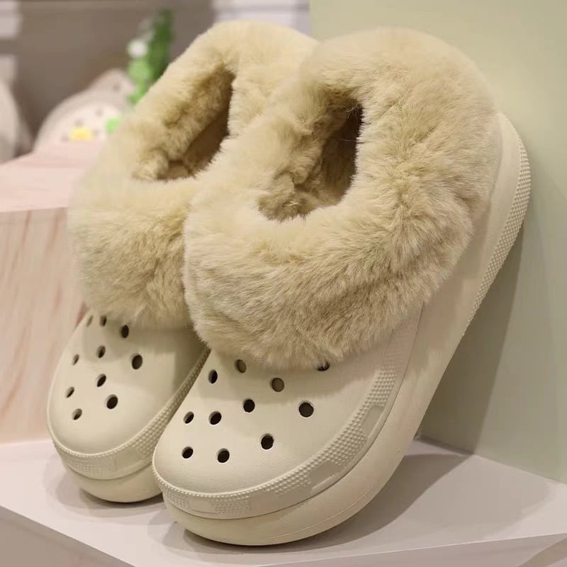 Ženske Crocs stila papuče, s flis podstavom, pjenastom potplatom, debeli i šiveni