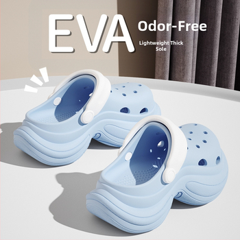 Γυναικείες EVA Mary Jane παπούτσια με ψηλό τακούνι, Red Crane, σόλα 5 cm, κατασκευή Injection Molded, Crocs στυλ για παραλία και καθημερινή άνεση, αύξηση ύψους