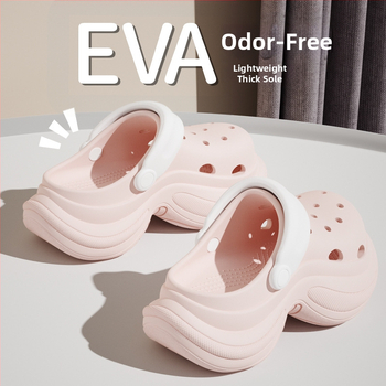 Γυναικείες EVA Mary Jane παπούτσια με ψηλό τακούνι, Red Crane, σόλα 5 cm, κατασκευή Injection Molded, Crocs στυλ για παραλία και καθημερινή άνεση, αύξηση ύψους