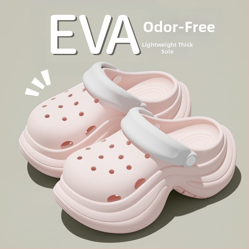 Γυναικείες EVA Mary Jane παπούτσια με ψηλό τακούνι, Red Crane, σόλα 5 cm, κατασκευή Injection Molded, Crocs στυλ για παραλία και καθημερινή άνεση, αύξηση ύψους