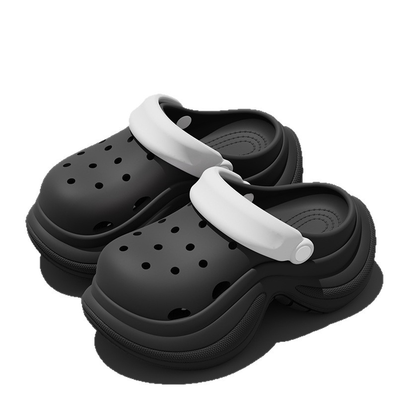 Γυναικείες EVA Mary Jane παπούτσια με ψηλό τακούνι, Red Crane, σόλα 5 cm, κατασκευή Injection Molded, Crocs στυλ για παραλία και καθημερινή άνεση, αύξηση ύψους