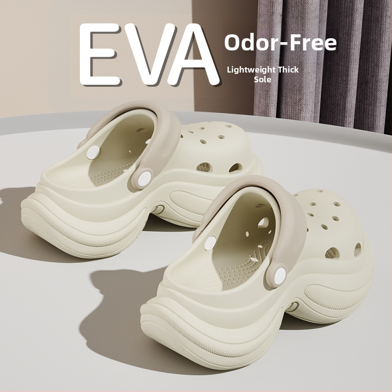 Γυναικείες EVA Mary Jane παπούτσια με ψηλό τακούνι, Red Crane, σόλα 5 cm, κατασκευή Injection Molded, Crocs στυλ για παραλία και καθημερινή άνεση, αύξηση ύψους