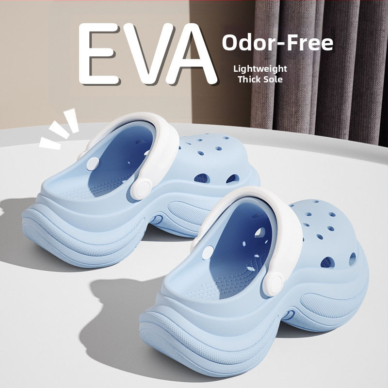 Γυναικείες EVA Mary Jane παπούτσια με ψηλό τακούνι, Red Crane, σόλα 5 cm, κατασκευή Injection Molded, Crocs στυλ για παραλία και καθημερινή άνεση, αύξηση ύψους