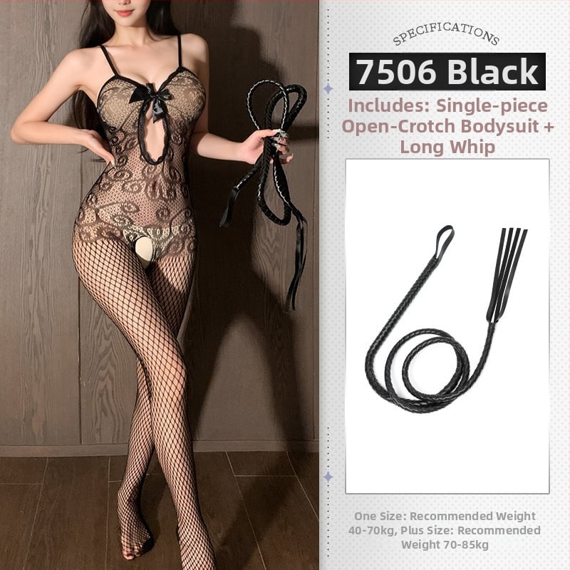 Feimu bodysuit din plasă transparent cu deschidere la zona intimă – decolteu sexy, stil feminin jucăuș