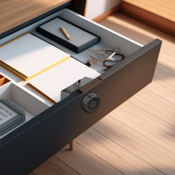 Inteligentný zámok s otlačkom prsta pre nábytkové zásuvky — hliníková zliatina, F126/F128/F130; vhodné pre komodu, nočný stolík, archivačný kabinet, botník; moderný minimalistický štýl