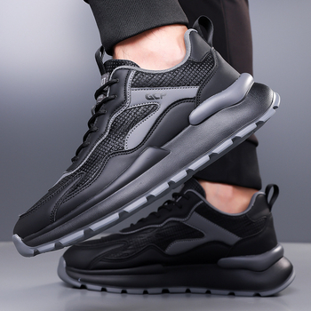 Férfi sportos-casual cipő, lélegző, könnyű és kényelmes; felsőrész: szuper rost; talp: EVA; zárás: fűzők; sarokmagasság: alacsony (1–3 cm); orrforma: kerek