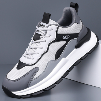 Férfi sportos-casual cipő, lélegző, könnyű és kényelmes; felsőrész: szuper rost; talp: EVA; zárás: fűzők; sarokmagasság: alacsony (1–3 cm); orrforma: kerek