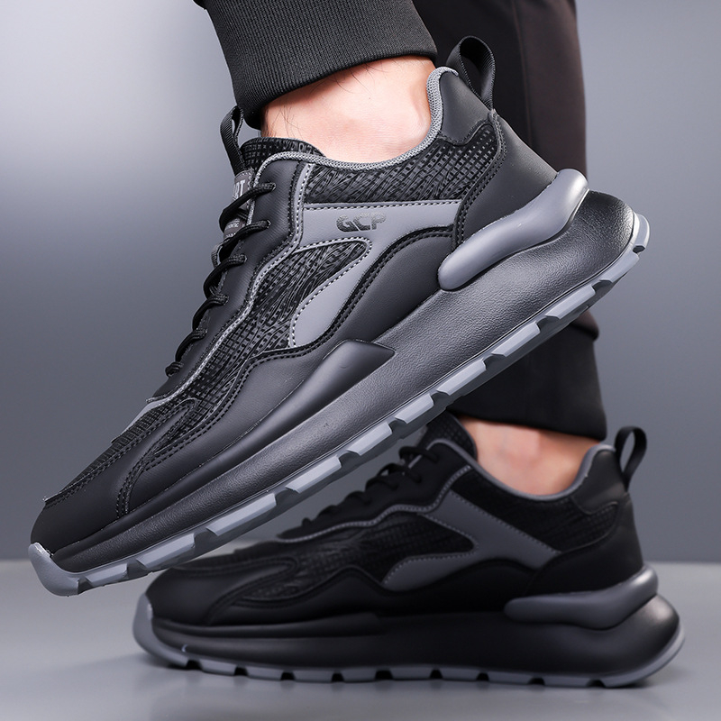 Férfi sportos-casual cipő, lélegző, könnyű és kényelmes; felsőrész: szuper rost; talp: EVA; zárás: fűzők; sarokmagasság: alacsony (1–3 cm); orrforma: kerek