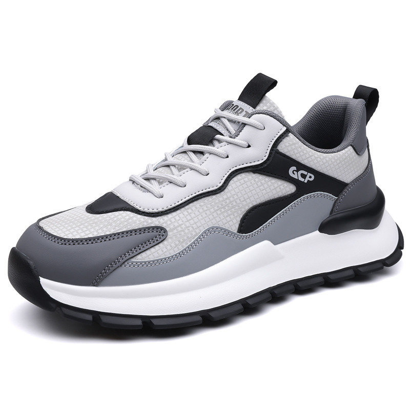 Férfi sportos-casual cipő, lélegző, könnyű és kényelmes; felsőrész: szuper rost; talp: EVA; zárás: fűzők; sarokmagasság: alacsony (1–3 cm); orrforma: kerek