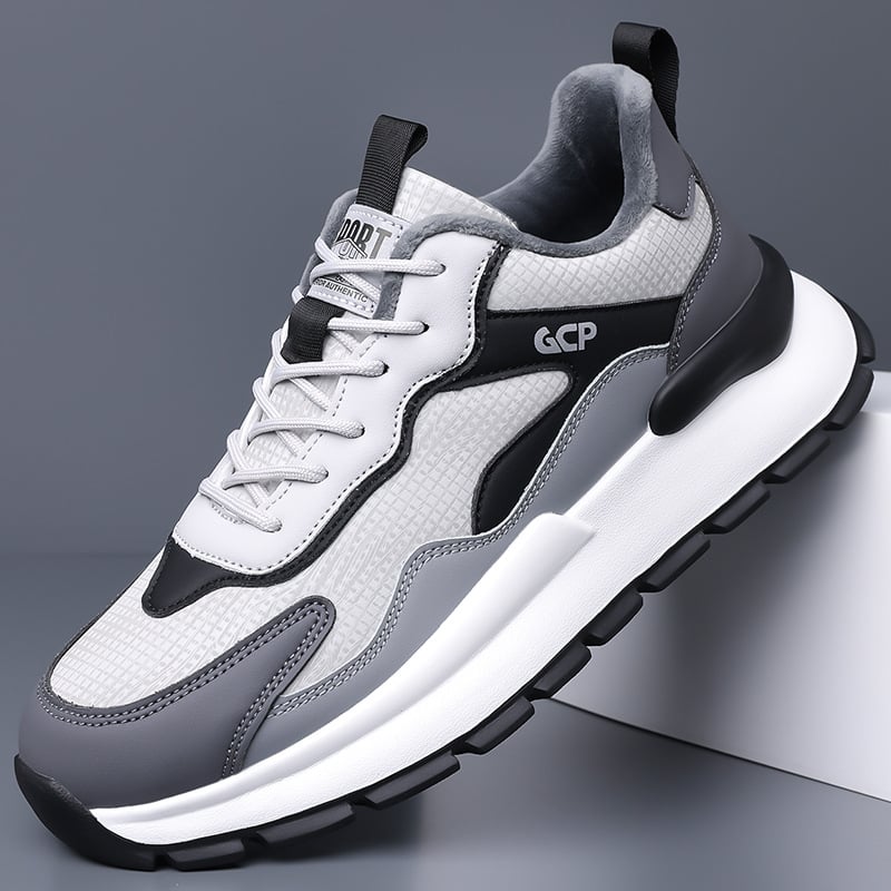 Férfi sportos-casual cipő, lélegző, könnyű és kényelmes; felsőrész: szuper rost; talp: EVA; zárás: fűzők; sarokmagasság: alacsony (1–3 cm); orrforma: kerek