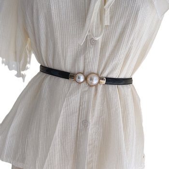 Ελαστική λεπτή ζώνη για ρούχα, PU δέρμα, αγκράφα από κράμα, κούμπωμα με γάντζο, πλάτος κάτω από 2 cm, κυκλικό μοτίβο