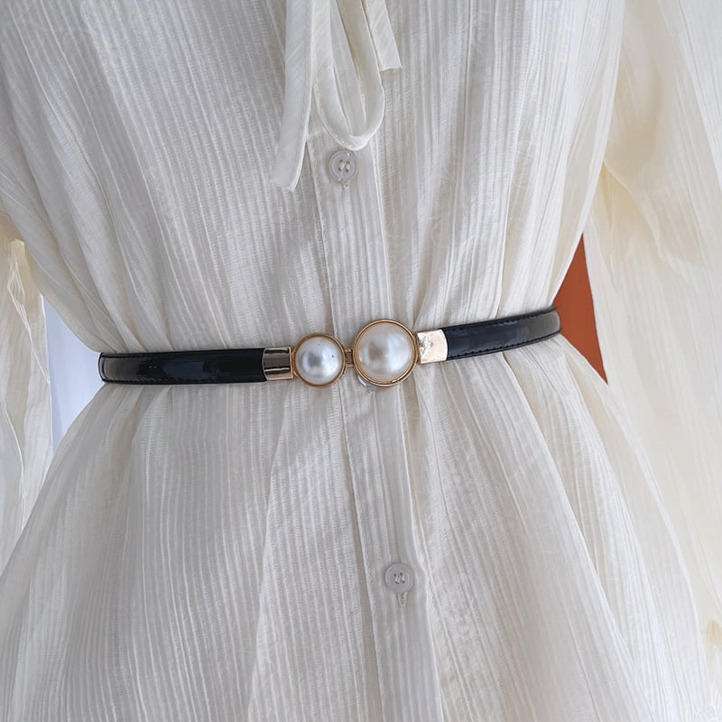 Ελαστική λεπτή ζώνη για ρούχα, PU δέρμα, αγκράφα από κράμα, κούμπωμα με γάντζο, πλάτος κάτω από 2 cm, κυκλικό μοτίβο