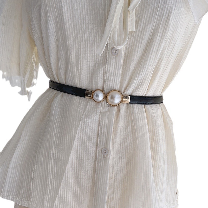 Ελαστική λεπτή ζώνη για ρούχα, PU δέρμα, αγκράφα από κράμα, κούμπωμα με γάντζο, πλάτος κάτω από 2 cm, κυκλικό μοτίβο