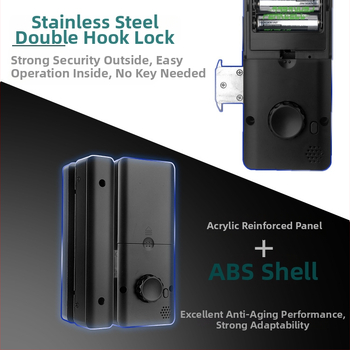 SWR-Z200 okoszár üveges ajtókhoz, 100 ujjlenyomat tárolóval, nagy kijelzővel, jelszó és mobiltelefonos távoli vezérléssel; üveg- és faajtóhoz