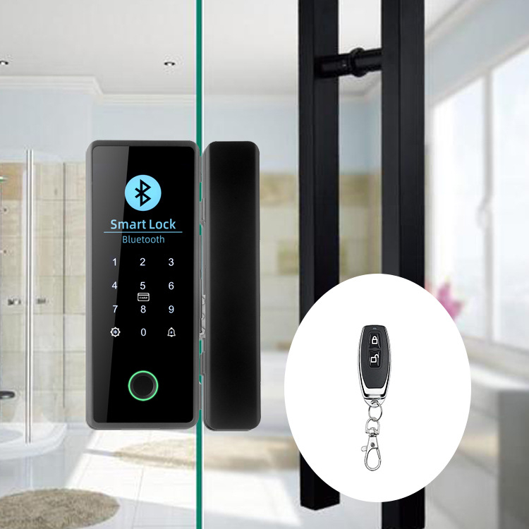 SWR-Z200 okoszár üveges ajtókhoz, 100 ujjlenyomat tárolóval, nagy kijelzővel, jelszó és mobiltelefonos távoli vezérléssel; üveg- és faajtóhoz