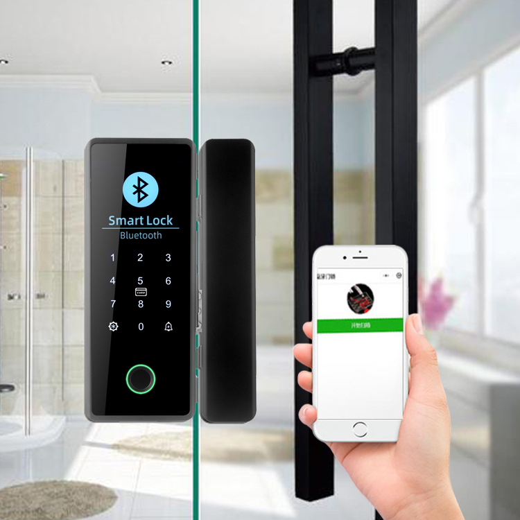 SWR-Z200 okoszár üveges ajtókhoz, 100 ujjlenyomat tárolóval, nagy kijelzővel, jelszó és mobiltelefonos távoli vezérléssel; üveg- és faajtóhoz