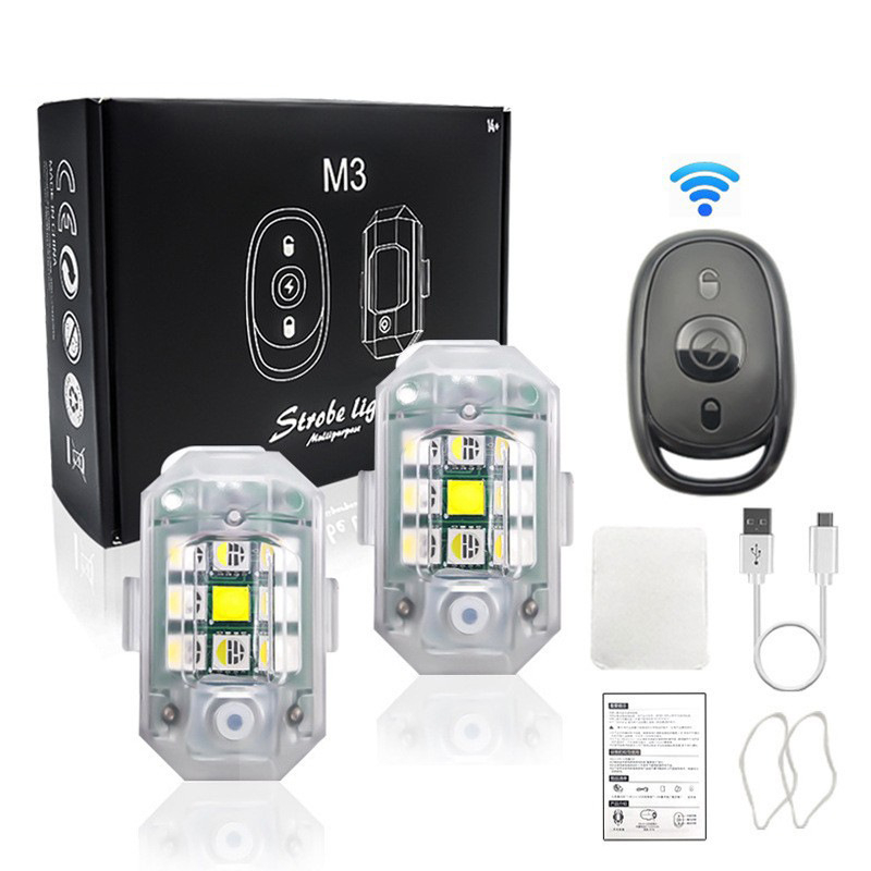 M3 Φωτιστικό στροβ για drones, οχήματα, μοτοσικλέτες και ηλεκτρικά ποδήλατα — ABS σώμα, Ισχύς 3, Τάση 3V, Ρεύμα 0.02A