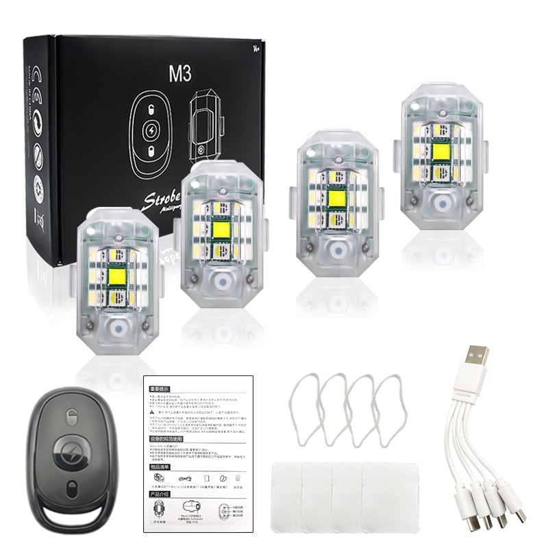 M3 Φωτιστικό στροβ για drones, οχήματα, μοτοσικλέτες και ηλεκτρικά ποδήλατα — ABS σώμα, Ισχύς 3, Τάση 3V, Ρεύμα 0.02A