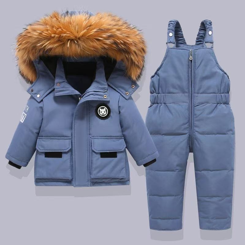 Két részes gyerek dzseki készlet – pehelytöltet, 95% feletti pehelytartalom, vastag, pamut bélés, 2025 tavasza