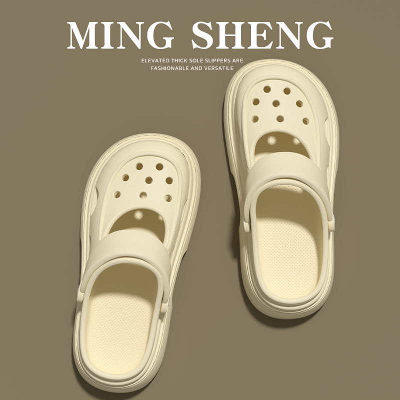 Γυναικεία Mary Jane σανδάλια με διάτρητο σχέδιο, παχιά σόλα 2–3 cm, PVC επάνω μέρος, καλοκαιρινό καθημερινό στυλ