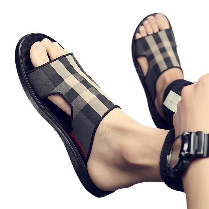 Muške platnene sandale za plažu, korejskog stila, slip-on, s PU uloškom i PU potplatom, za uzrast 18–40.