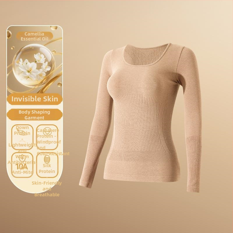 Set termic de bază pentru modelarea corpului: bumbac extensibil, două straturi, mâneci lungi, guler rotund, pantaloni