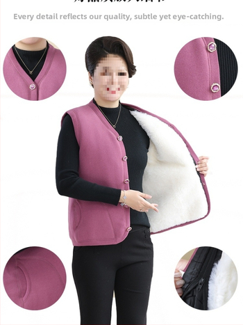 Γιλέκο ενηλίκων γυναικών με V-λαιμό, ύφασμα chenille και spandex, κούμπωμα μονής σειράς — Χειμώνας 2023