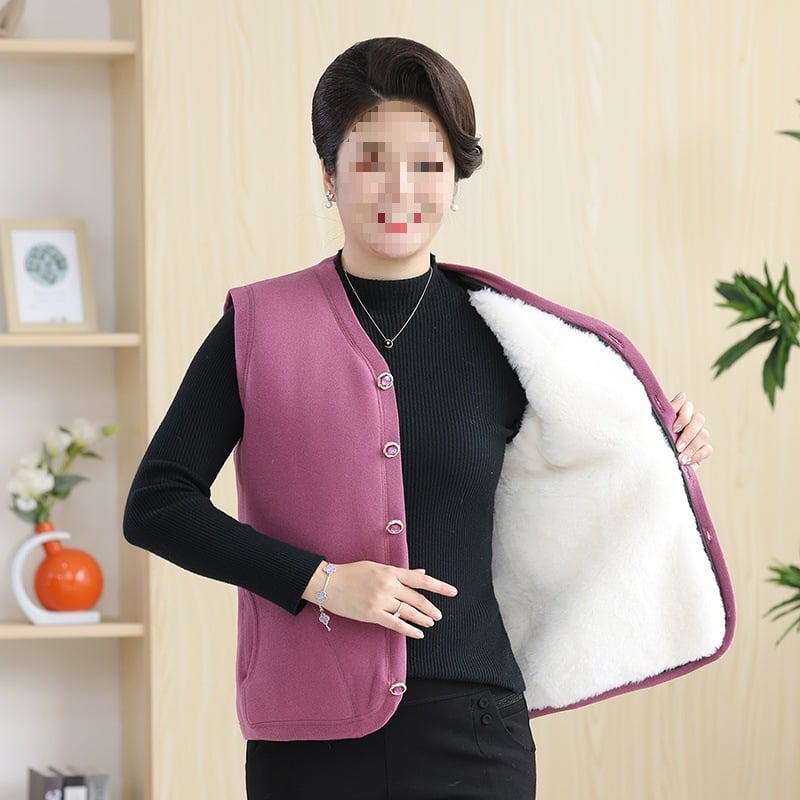 Γιλέκο ενηλίκων γυναικών με V-λαιμό, ύφασμα chenille και spandex, κούμπωμα μονής σειράς — Χειμώνας 2023