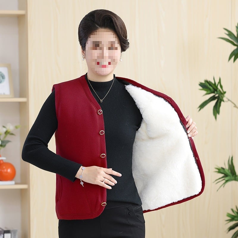 Γιλέκο ενηλίκων γυναικών με V-λαιμό, ύφασμα chenille και spandex, κούμπωμα μονής σειράς — Χειμώνας 2023