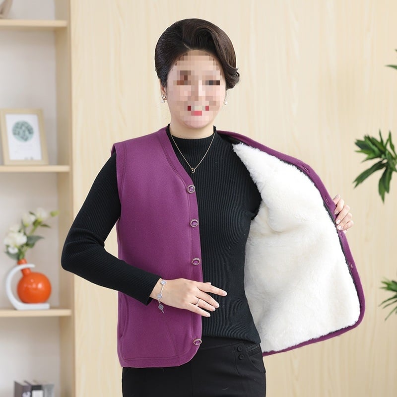 Γιλέκο ενηλίκων γυναικών με V-λαιμό, ύφασμα chenille και spandex, κούμπωμα μονής σειράς — Χειμώνας 2023