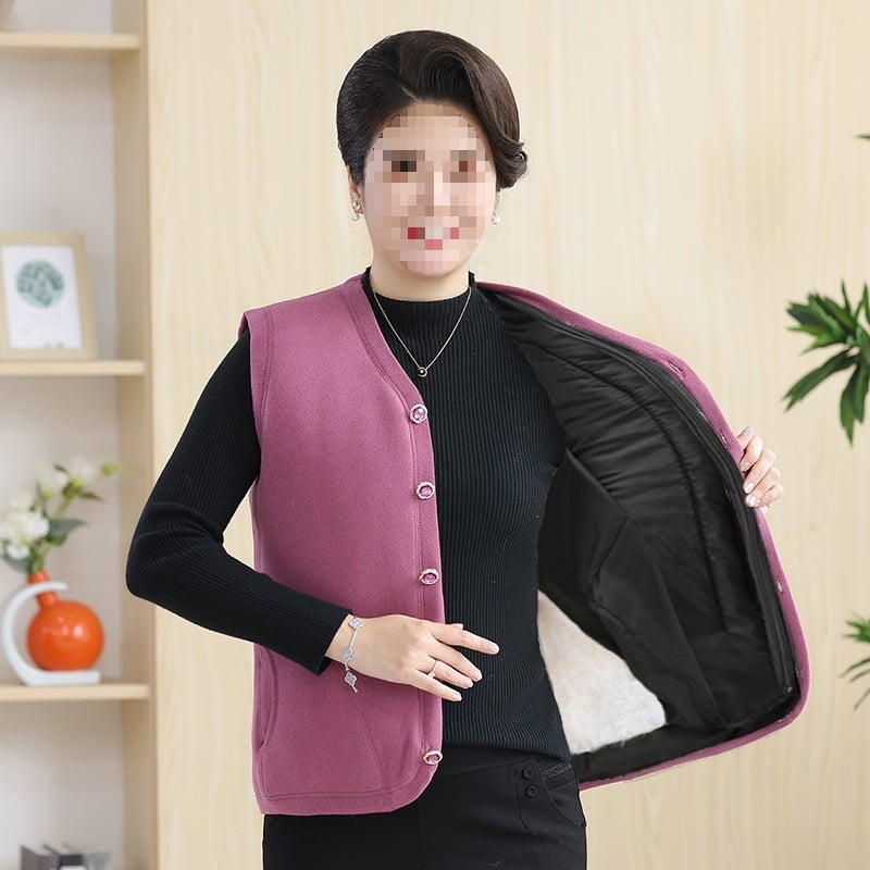 Γιλέκο ενηλίκων γυναικών με V-λαιμό, ύφασμα chenille και spandex, κούμπωμα μονής σειράς — Χειμώνας 2023