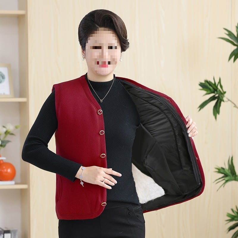 Γιλέκο ενηλίκων γυναικών με V-λαιμό, ύφασμα chenille και spandex, κούμπωμα μονής σειράς — Χειμώνας 2023