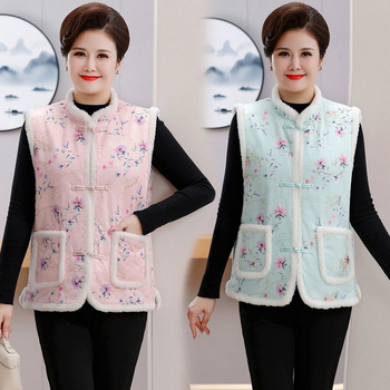 Kínai stílusú vastagított mellény ősz–télre, spandex anyag, 3D minta, normál hossz 50–65 cm