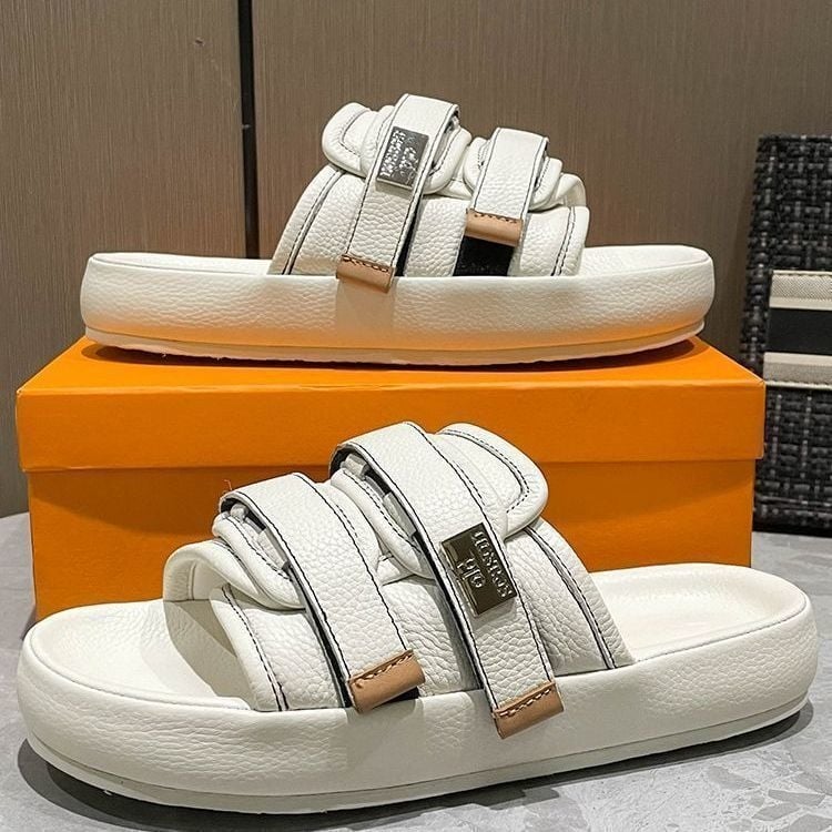 Férfi slip-on szandál Velcro-zárással, PU felsőrész, kompozit talp, Koreai stílus