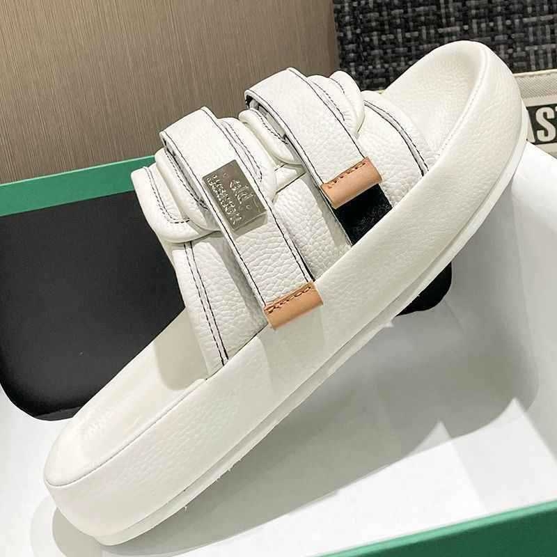 Férfi slip-on szandál Velcro-zárással, PU felsőrész, kompozit talp, Koreai stílus