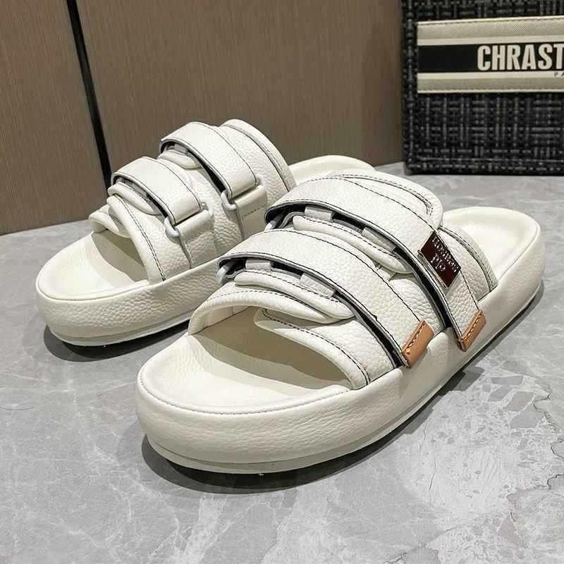 Férfi slip-on szandál Velcro-zárással, PU felsőrész, kompozit talp, Koreai stílus