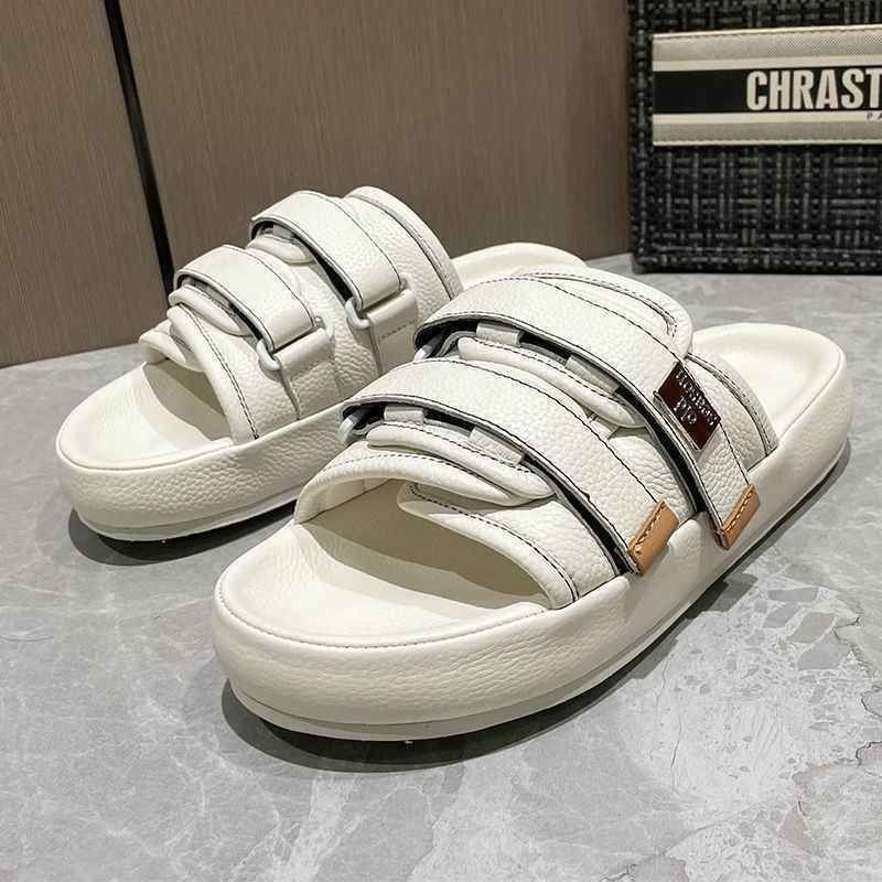 Férfi slip-on szandál Velcro-zárással, PU felsőrész, kompozit talp, Koreai stílus