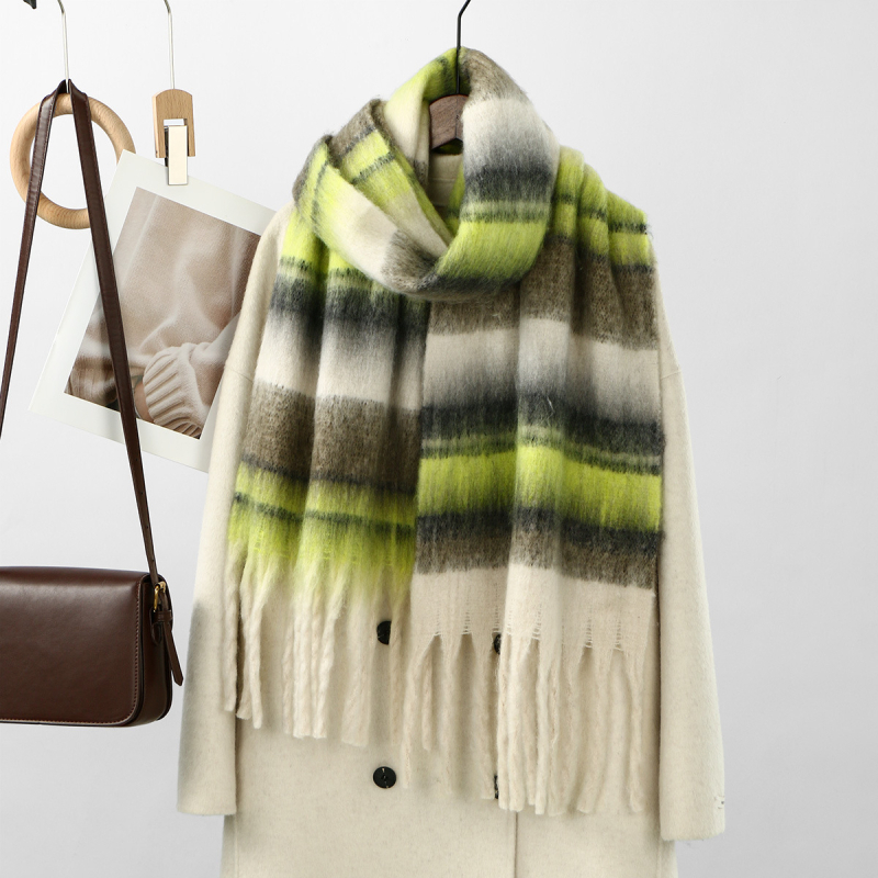 Női imitációs kasmír sál, kockás minta, warp knitting technikával készült, poliészter anyagból, hosszú és sokoldalú téli sál