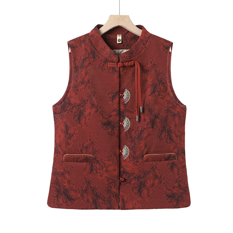 Γυναικείο γιλέκο Chenille με γέμισμα από βαμβάκι, Κολάρο Polo, Γεωμετρικό μοτίβο, Κανονική γραμμή, Άνοιξη 2024