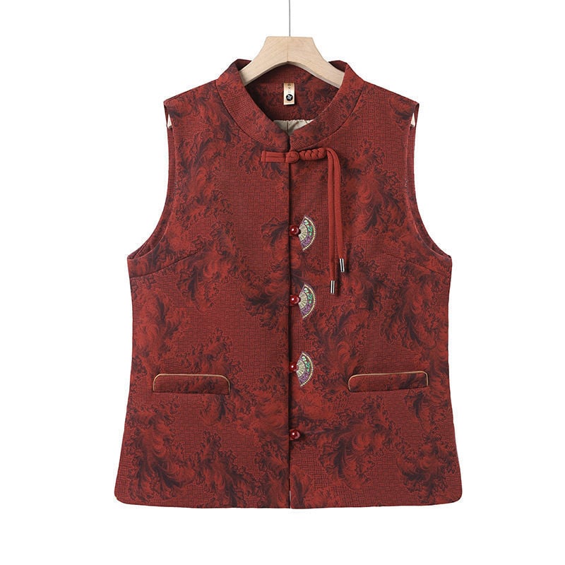 Γυναικείο γιλέκο Chenille με γέμισμα από βαμβάκι, Κολάρο Polo, Γεωμετρικό μοτίβο, Κανονική γραμμή, Άνοιξη 2024