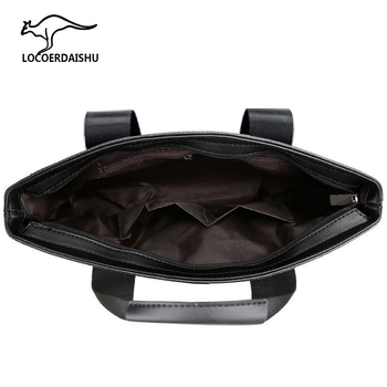 Férfi PU bőr kézitáska üzleti stílusban, egyszínű, poliészter bélés, vízálló