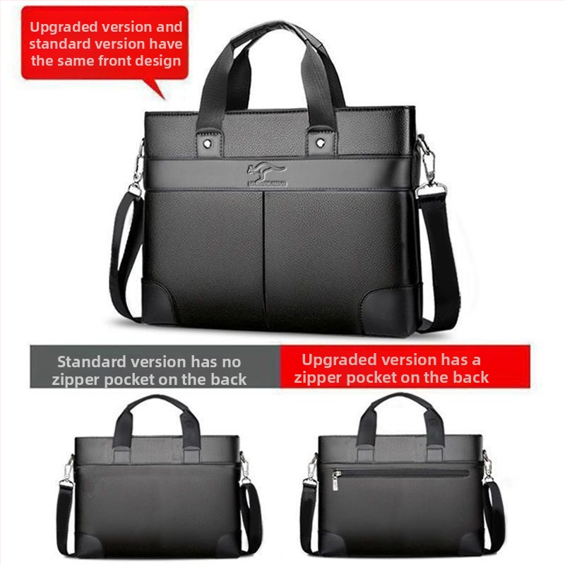 Férfi PU bőr kézitáska üzleti stílusban, egyszínű, poliészter bélés, vízálló