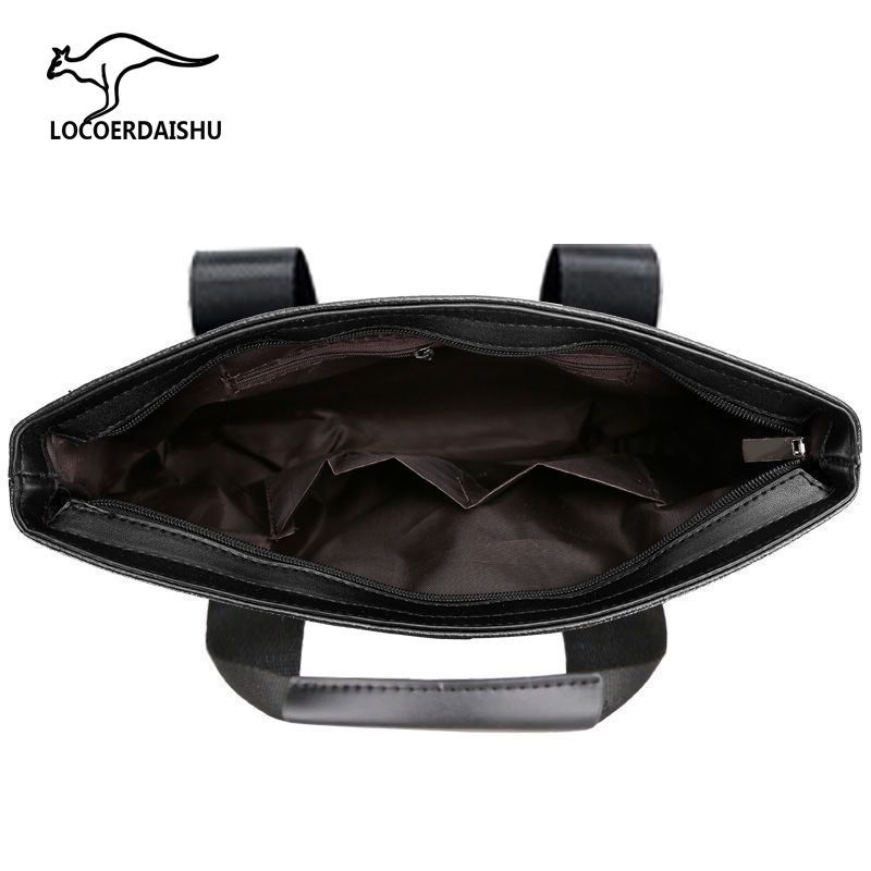 Férfi PU bőr kézitáska üzleti stílusban, egyszínű, poliészter bélés, vízálló