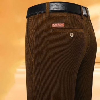 Férfi magas derekú, egyenes szabású casual nadrág, college stílus, tavasz