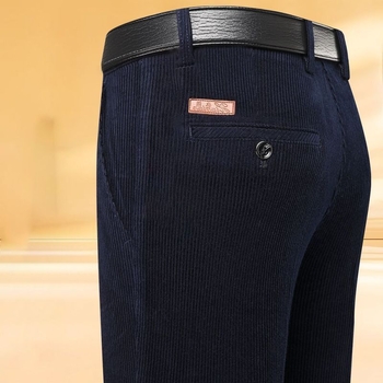 Férfi magas derekú, egyenes szabású casual nadrág, college stílus, tavasz