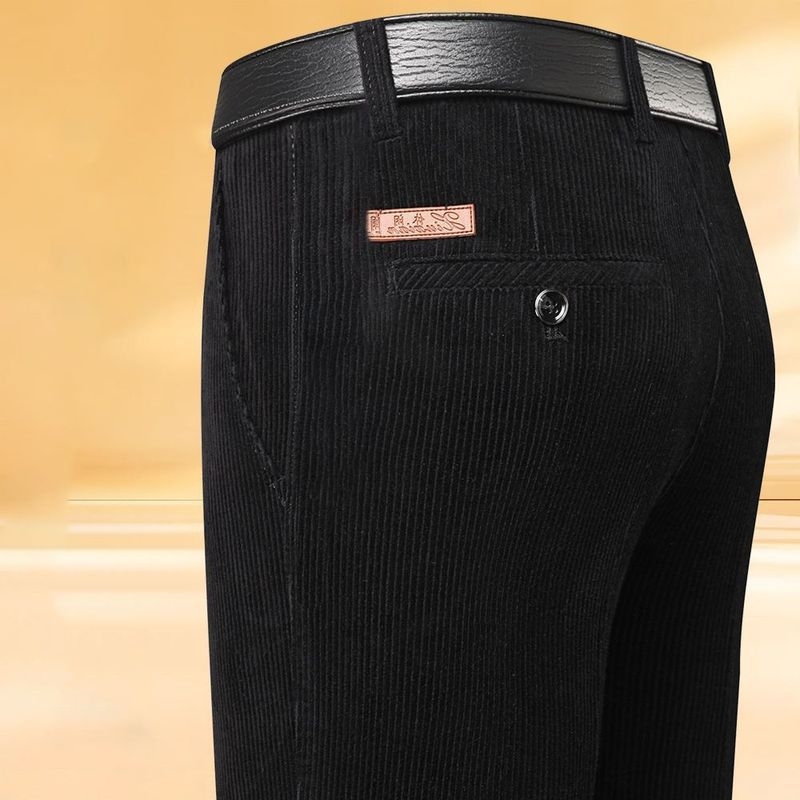 Férfi magas derekú, egyenes szabású casual nadrág, college stílus, tavasz